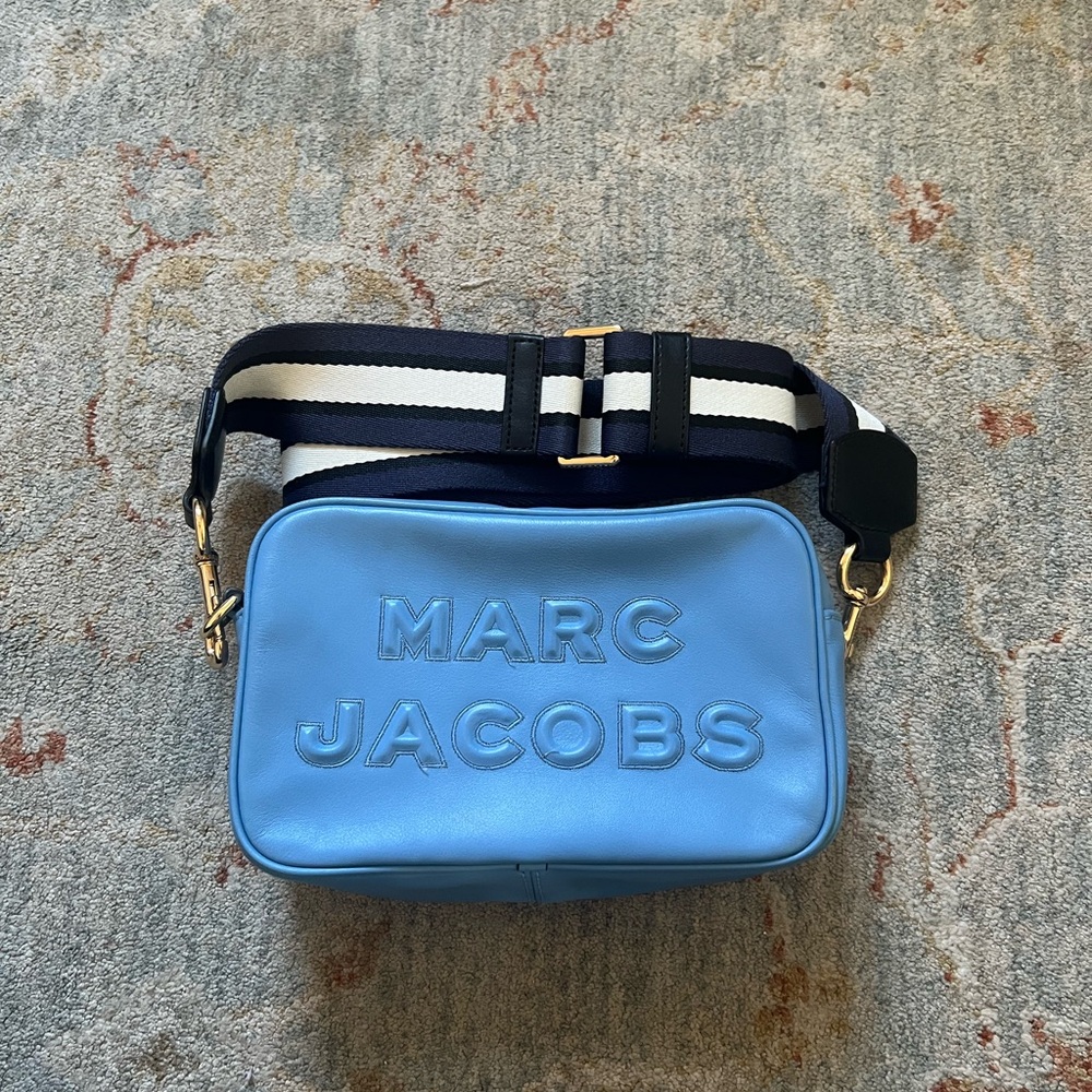 Marc Jacobs Light Blue Belt Bag with Striped Strap